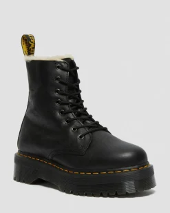 Dr. Martens Boots|Winter Boots*Jadon Boot Leather Faux Fur Lined Platforms in Black Black — Pisa