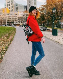 Dr. Martens Boots|Winter Boots*Jadon Boot Leather Faux Fur Lined Platforms in Black Black — Pisa