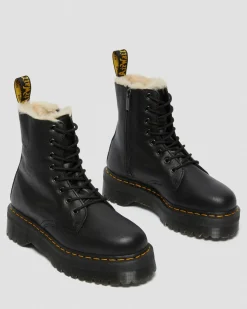 Dr. Martens Boots|Winter Boots*Jadon Boot Leather Faux Fur Lined Platforms in Black Black — Pisa
