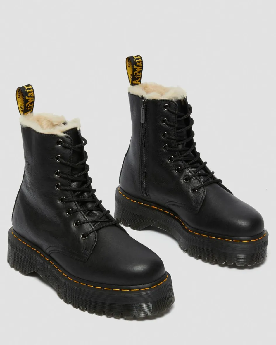 Dr. Martens Boots|Winter Boots*Jadon Boot Leather Faux Fur Lined Platforms in Black Black — Pisa
