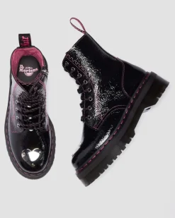 Dr. Martens Platform Boots|Boots*Jadon Distressed Patent Leather Platform Boots in Black Black — Distressed Patent