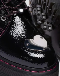 Dr. Martens Platform Boots|Boots*Jadon Distressed Patent Leather Platform Boots in Black Black — Distressed Patent