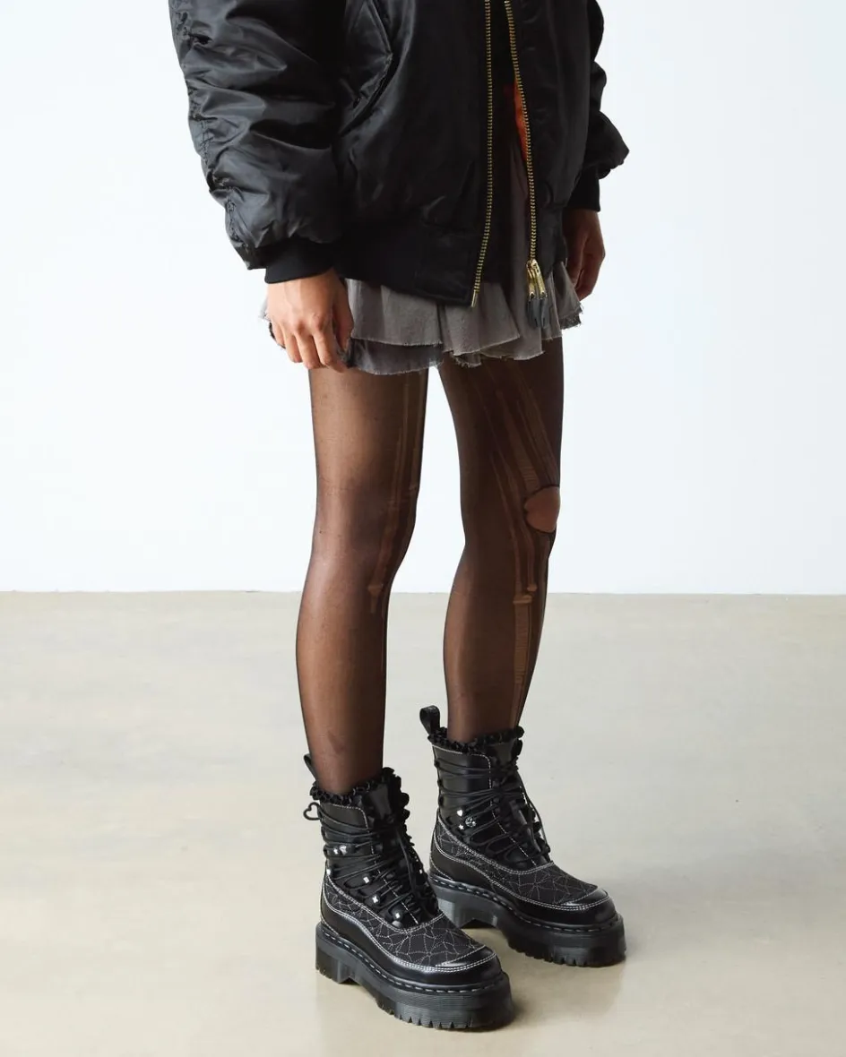 Dr. Martens Last Chance Styles*JADON FRILL SMOOTH LEATHER PLATFORM BOOTS in BLACK