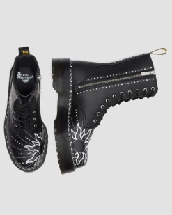 Dr. Martens Last Chance Styles|Last Chance Styles*Jadon Hi Solar Flare Reclaimed Leather Platform Boots in Black Black — Genix Nappa