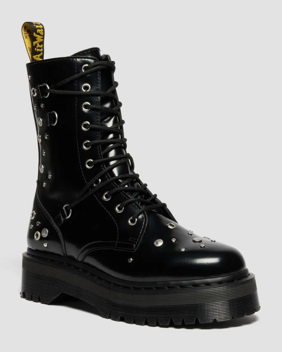 Dr. Martens Last Chance Styles|Last Chance Styles*JADON HI STUDDED BUTTERO LEATHER PLATFORM BOOTS in Black Buttero BLACK BUTTERO — Buttero