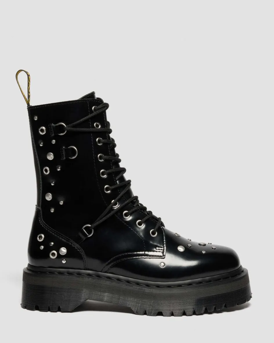 Dr. Martens Last Chance Styles|Last Chance Styles*JADON HI STUDDED BUTTERO LEATHER PLATFORM BOOTS in Black Buttero BLACK BUTTERO — Buttero