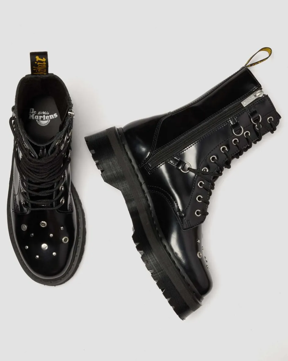 Dr. Martens Last Chance Styles|Last Chance Styles*JADON HI STUDDED BUTTERO LEATHER PLATFORM BOOTS in Black Buttero BLACK BUTTERO — Buttero