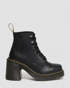 Dr. Martens New And Featured|Heeled Boots*Jesy Sendal Leather Lace Up Flared Heel Boots in Black Black — Sendal