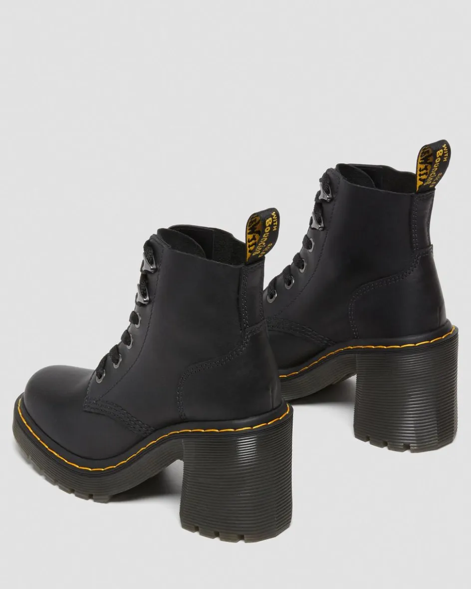 Dr. Martens New And Featured|Heeled Boots*Jesy Sendal Leather Lace Up Flared Heel Boots in Black Black — Sendal