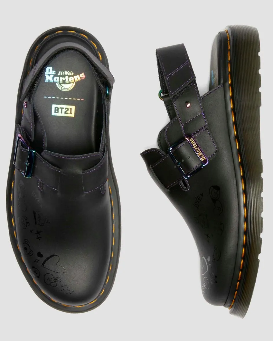 Dr. Martens Mules|Sandals*Jorge II BT21 Leather Slingback Mules in Black Black — Nappa Leather