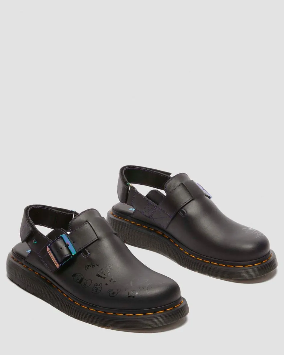 Dr. Martens Mules|Sandals*Jorge II BT21 Leather Slingback Mules in Black Black — Nappa Leather