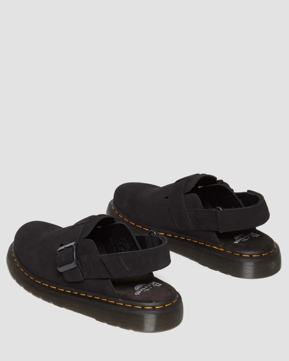 Dr. Martens Mules|Shoes*Jorge II Suede Slingback Mules in Black Black — E.H.Suede