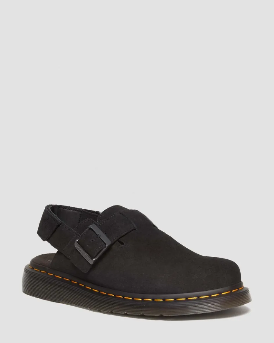Dr. Martens Mules|Shoes*Jorge II Suede Slingback Mules in Black Black — E.H.Suede