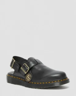 Dr. Martens Last Chance Styles|Last Chance Styles*Jorge Made in England Leather Slingback Mules in Black Black — Classic Calf
