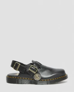 Dr. Martens Last Chance Styles|Last Chance Styles*Jorge Made in England Leather Slingback Mules in Black Black — Classic Calf
