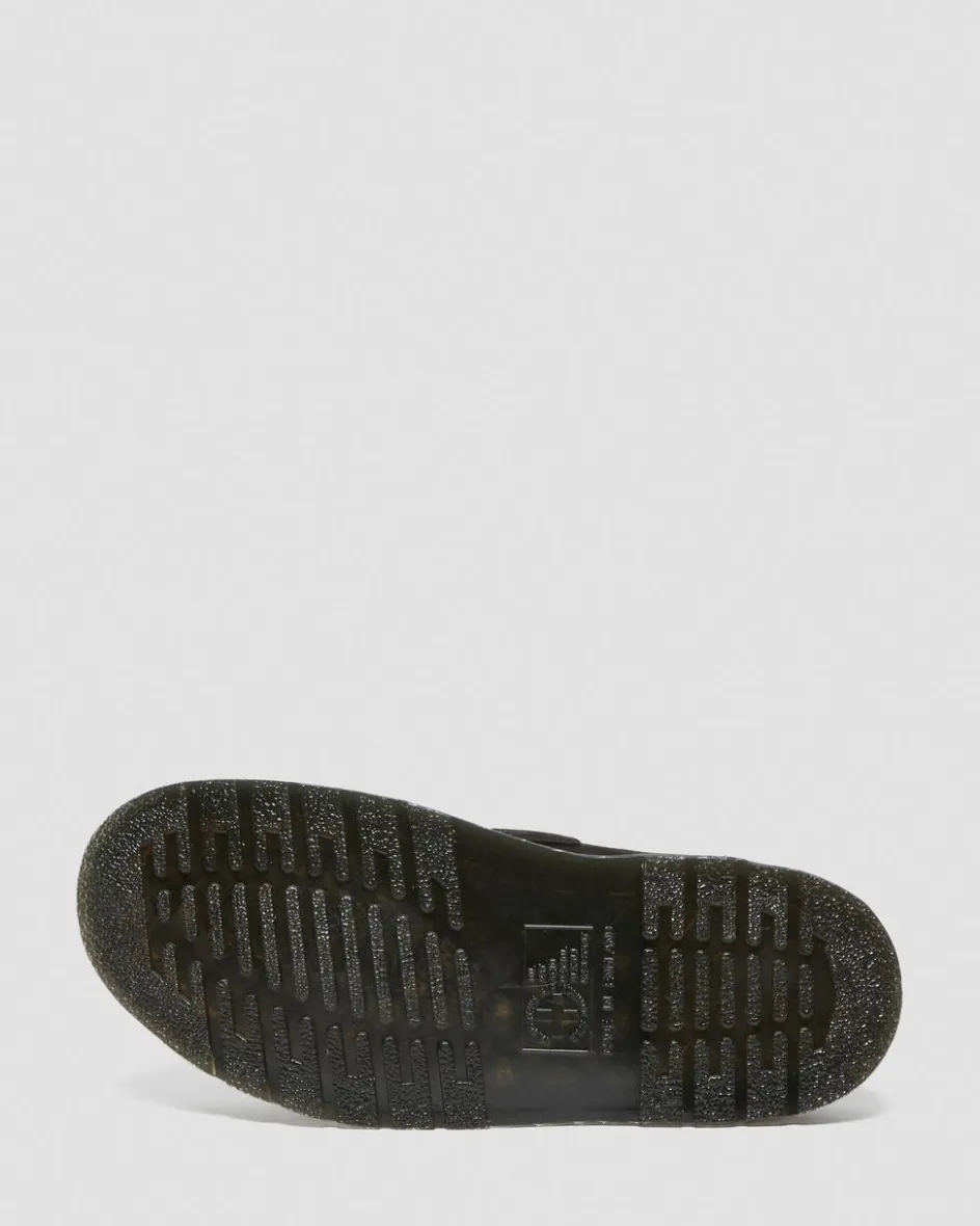 Dr. Martens Last Chance Styles|Last Chance Styles*Jorge Made in England Suede Slingback Mules in Black Black — Repello Calf Suede (Gum Oil)