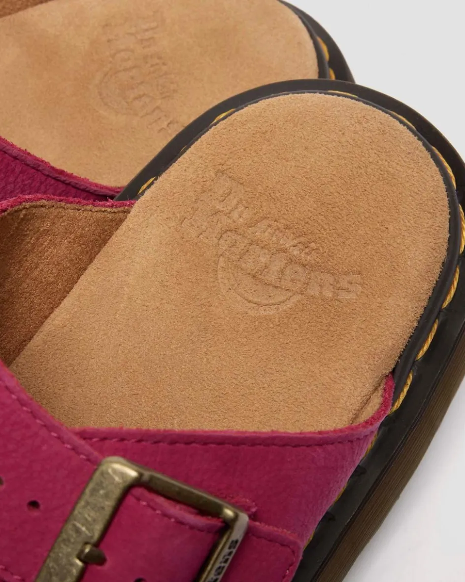 Dr. Martens Last Chance Styles|Last Chance Styles*Josef Nubuck Leather Slide Sandals in Fuchsia Pink Fuchsia Pink — Milled Nubuck Wp