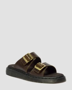 Dr. Martens Slides|New And Featured*Josef Two Strap Leather Sandals in Olive Olive — Wyoming