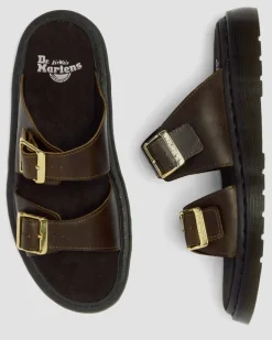 Dr. Martens Slides|New And Featured*Josef Two Strap Leather Sandals in Olive Olive — Wyoming