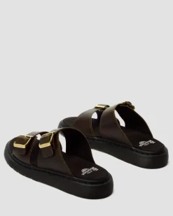 Dr. Martens Slides|New And Featured*Josef Two Strap Leather Sandals in Olive Olive — Wyoming