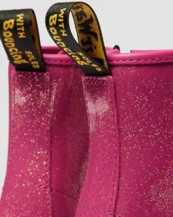 Dr. Martens Last Chance Styles*JUNIOR 1460 GLITTER PATENT LEATHER BOOTS in Fuchsia FUCHSIA+SILVER+GOLD — Nebula Glitter