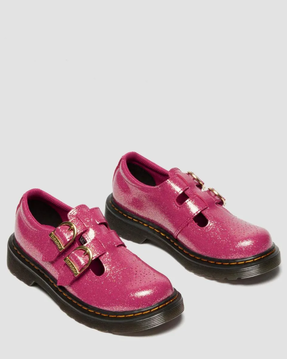 Dr. Martens Last Chance Styles*JUNIOR 8065 GLITTER PATENT LEATHER MARY JANE SHOES in Fuchsia FUCHSIA+SILVER+GOLD — Nebula Glitter