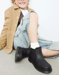Dr. Martens Junior & 5-7 Years*Junior 2976 Leonore Faux Fur Lined Chelsea Boots in Black Black — Republic Waterproof