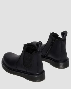 Dr. Martens Junior & 5-7 Years*Junior 2976 Leonore Faux Fur Lined Chelsea Boots in Black Black — Republic Waterproof