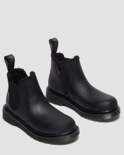 Dr. Martens Junior & 5-7 Years*Junior 2976 Leonore Faux Fur Lined Chelsea Boots in Black Black — Republic Waterproof