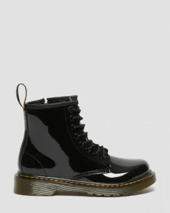 Dr. Martens Junior & 5-7 Years*Junior 1460 Patent Leather Lace Up Boots in Black Black — Patent Lamper