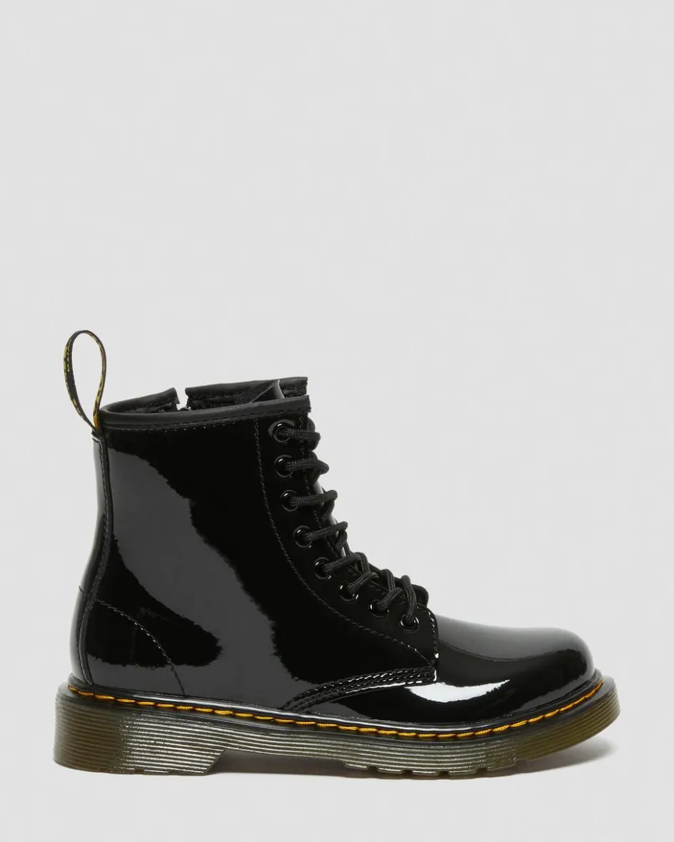 Dr. Martens Junior & 5-7 Years*Junior 1460 Patent Leather Lace Up Boots in Black Black — Patent Lamper