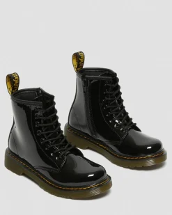 Dr. Martens Junior & 5-7 Years*Junior 1460 Patent Leather Lace Up Boots in Black Black — Patent Lamper
