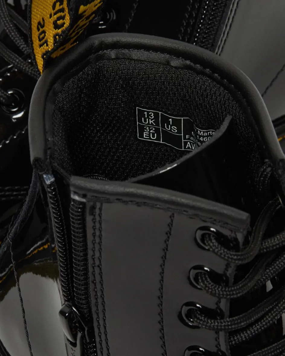 Dr. Martens Junior & 5-7 Years*Junior 1460 Patent Leather Lace Up Boots in Black Black — Patent Lamper