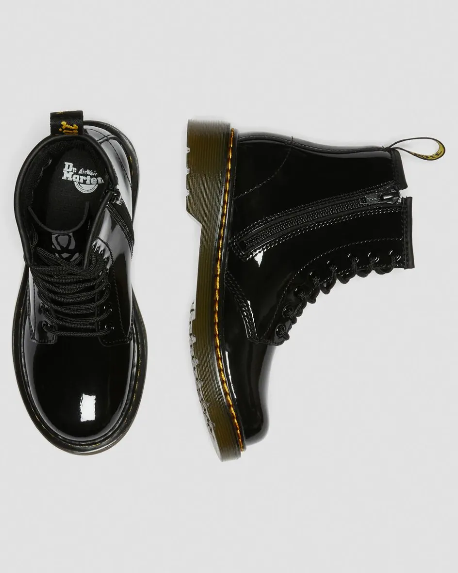 Dr. Martens Junior & 5-7 Years*Junior 1460 Patent Leather Lace Up Boots in Black Black — Patent Lamper