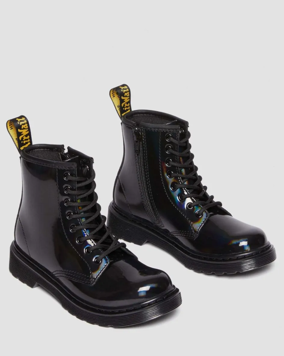 Dr. Martens Last Chance Styles*Junior 1460 Rainbow Patent Leather Lace Up Boots in Black Black — Rainbow Patent