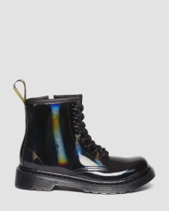 Dr. Martens Last Chance Styles*Junior 1460 Rainbow Patent Leather Lace Up Boots in Black Black — Rainbow Patent