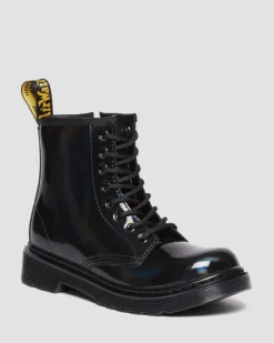 Dr. Martens Last Chance Styles*Junior 1460 Rainbow Patent Leather Lace Up Boots in Black Black — Rainbow Patent
