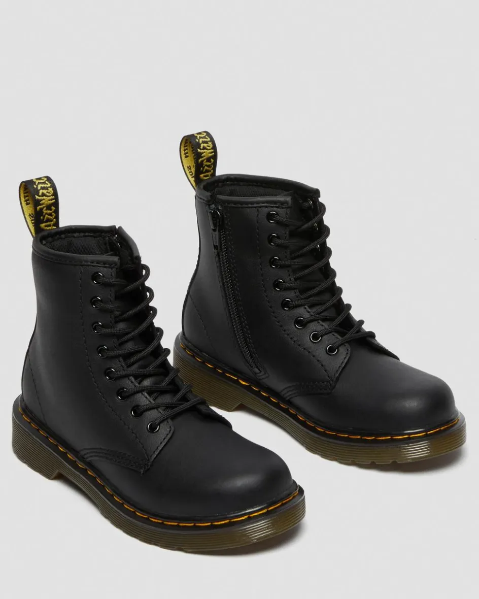 Dr. Martens Junior & 5-7 Years*Junior 1460 Softy T Leather Lace Up Boots in Black Black — Softy T