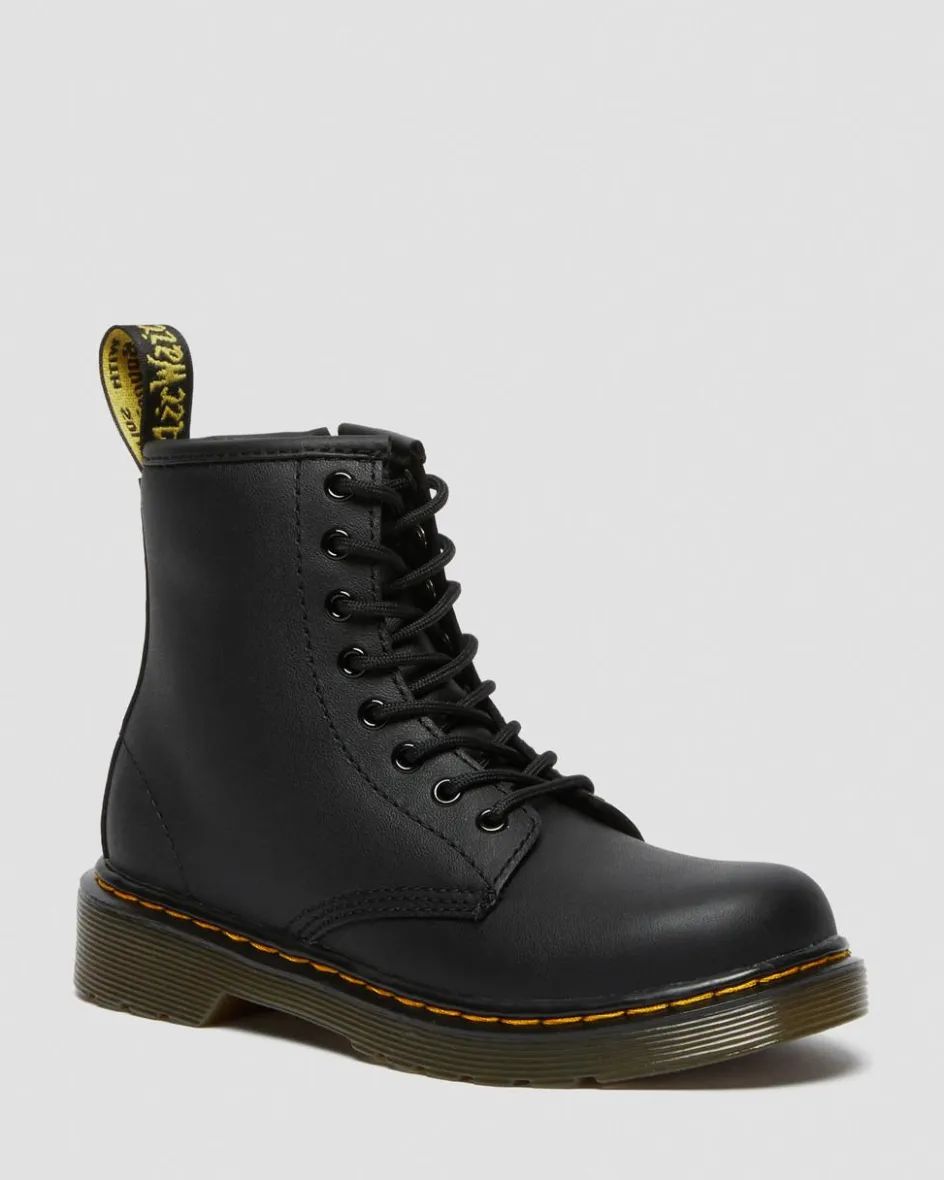 Dr. Martens Junior & 5-7 Years*Junior 1460 Softy T Leather Lace Up Boots in Black Black — Softy T