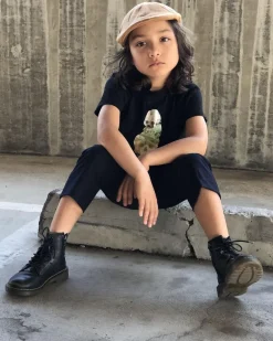 Dr. Martens Junior & 5-7 Years*Junior 1460 Softy T Leather Lace Up Boots in Black Black — Softy T