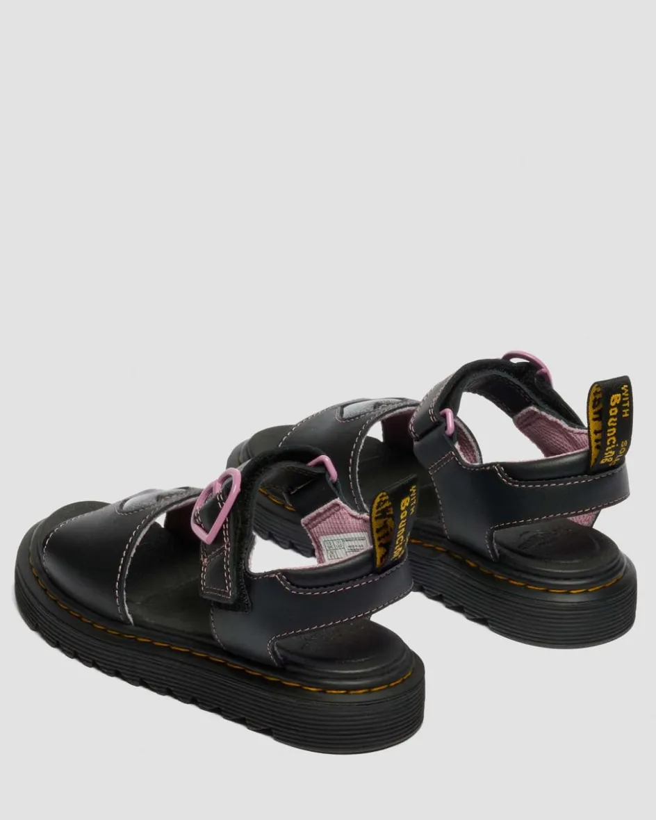 Dr. Martens Junior & 5-7 Years*Junior Marlowe II Glitter Heart Leather Strap Shoes in Black BLACK — Lucido+Nebula Glitter