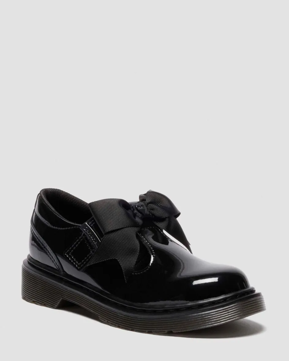 Dr. Martens Junior & 5-7 Years*Junior Polley Ii Bow Patent Leather Mary Jane Shoes in Black Black — Patent Lamper