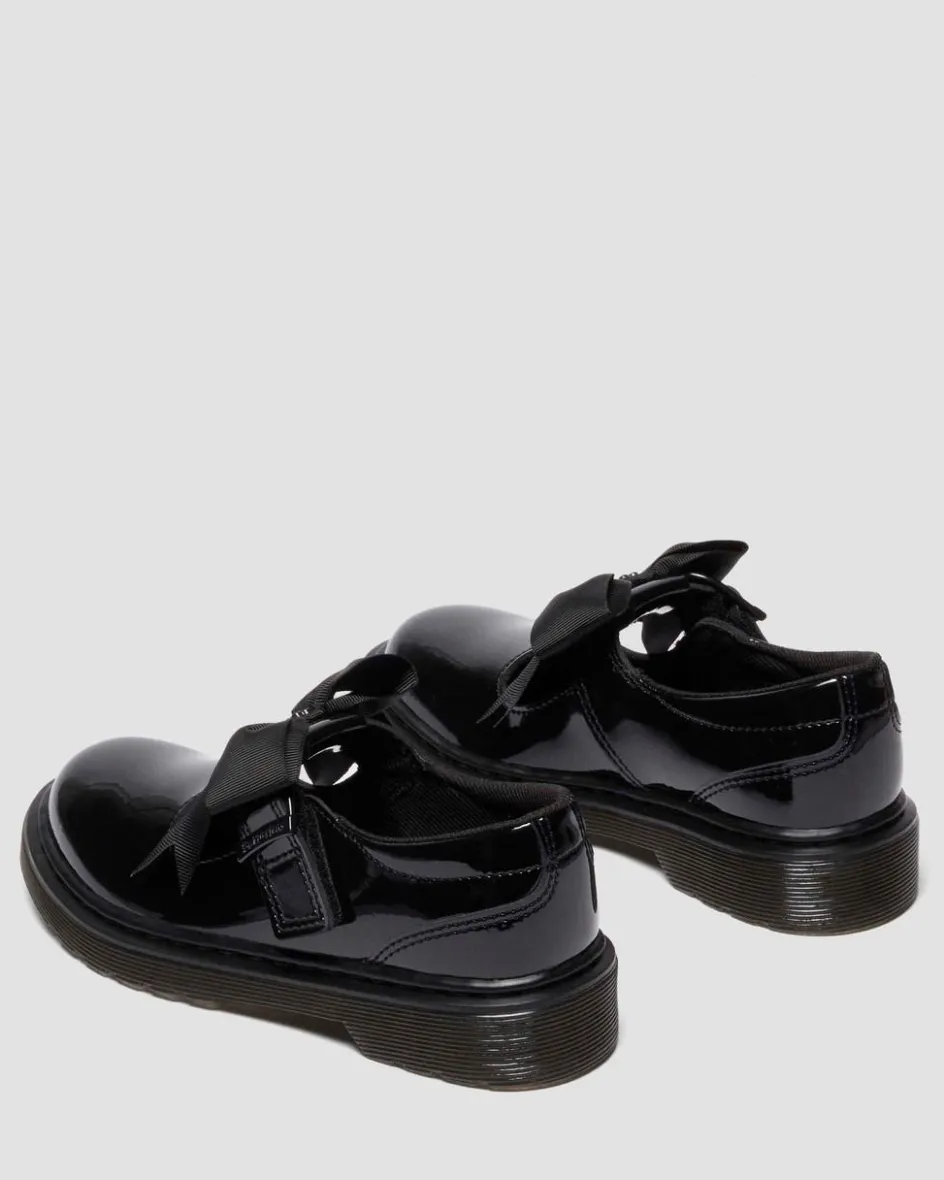 Dr. Martens Junior & 5-7 Years*Junior Polley Ii Bow Patent Leather Mary Jane Shoes in Black Black — Patent Lamper