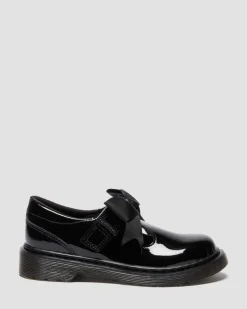 Dr. Martens Junior & 5-7 Years*Junior Polley Ii Bow Patent Leather Mary Jane Shoes in Black Black — Patent Lamper