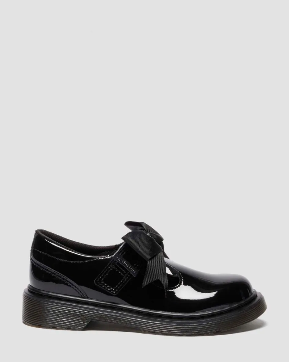 Dr. Martens Junior & 5-7 Years*Junior Polley Ii Bow Patent Leather Mary Jane Shoes in Black Black — Patent Lamper
