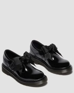 Dr. Martens Junior & 5-7 Years*Junior Polley Ii Bow Patent Leather Mary Jane Shoes in Black Black — Patent Lamper