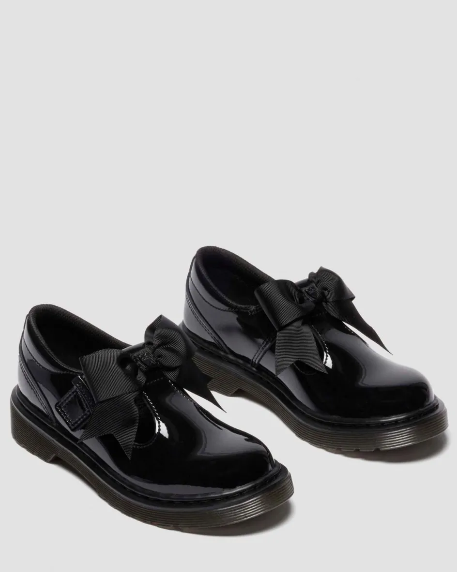 Dr. Martens Junior & 5-7 Years*Junior Polley Ii Bow Patent Leather Mary Jane Shoes in Black Black — Patent Lamper