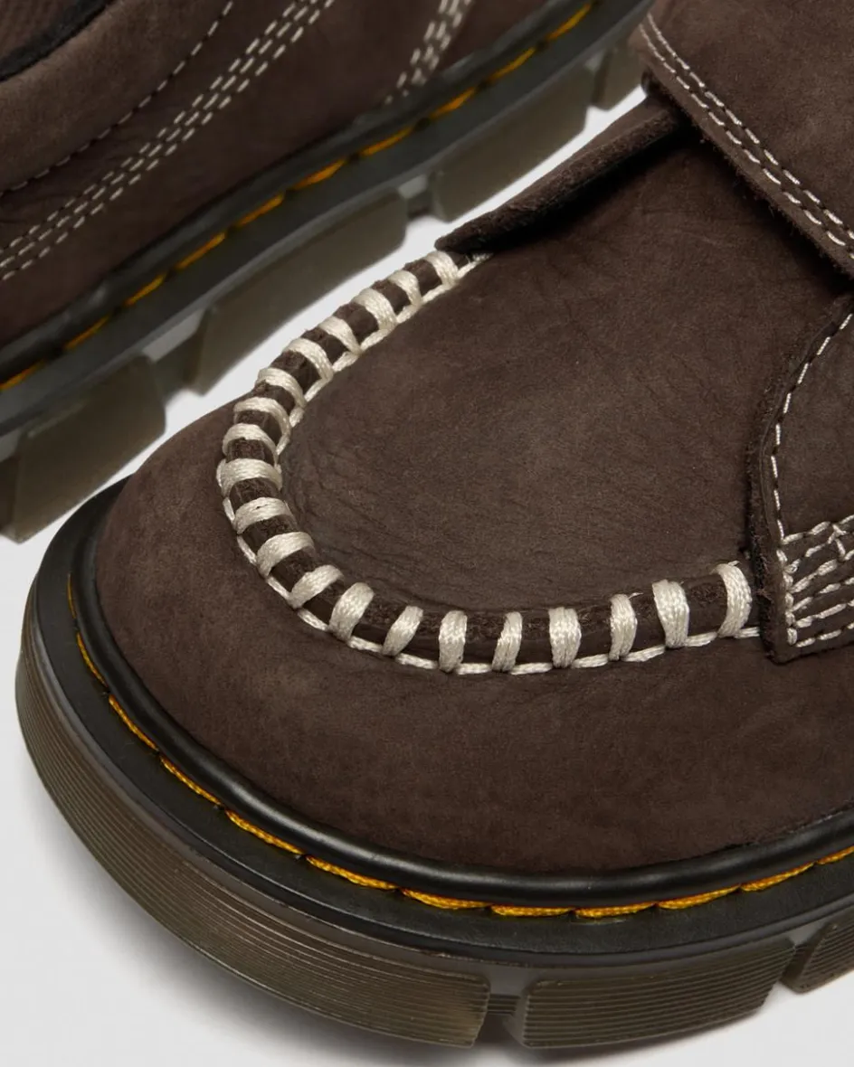 Dr. Martens Junior & 5-7 Years*Junior Raffe Strap Tumbled Nubuck Strap Shoes in Dark Brown Dark Brown — Tumbled Nubuck
