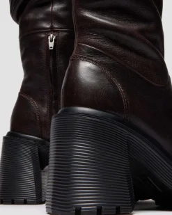 Dr. Martens Tall And Knee High Boots|New And Featured*Kasey Kinsley Leather Knee High Heeled Boots in DARK BROWN