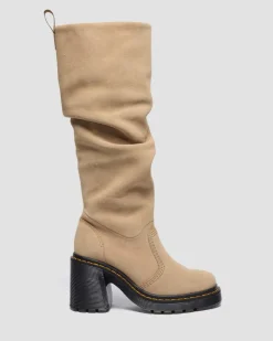 Dr. Martens Last Chance Styles*Kasey Suede Knee High Heeled Boots in Savannah Tan Savannah Tan — Bronx Suede